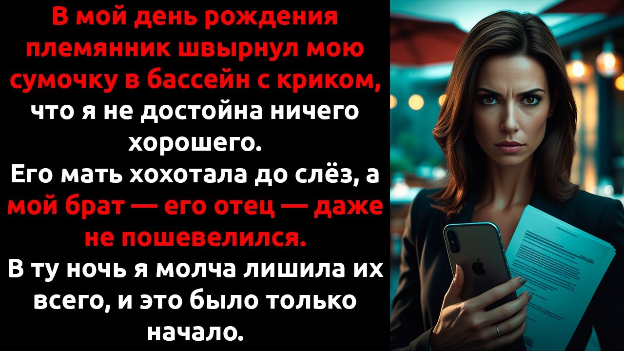 Сын брата ВЫКИНУЛ мою сумочку в бассейн — и Они думали, я всё стерплю ...