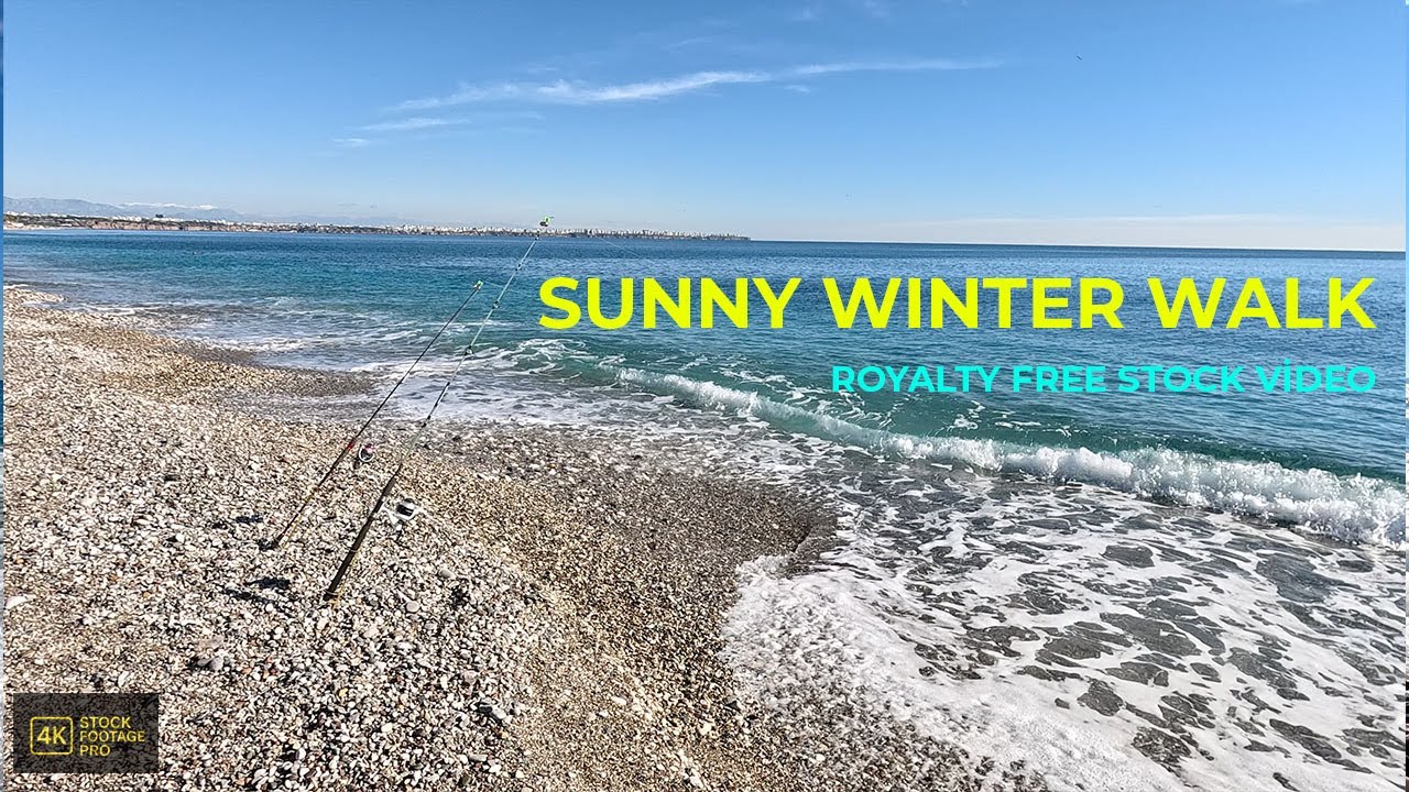 Sunny Winter Beach Walk POV | Calm Sea & Natural Walking Sounds 4K