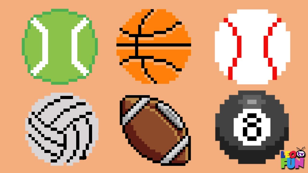 Pelotas Deportivas Pixel Art | Balones Pixel Art | 🏀🏈🏐⚾ |