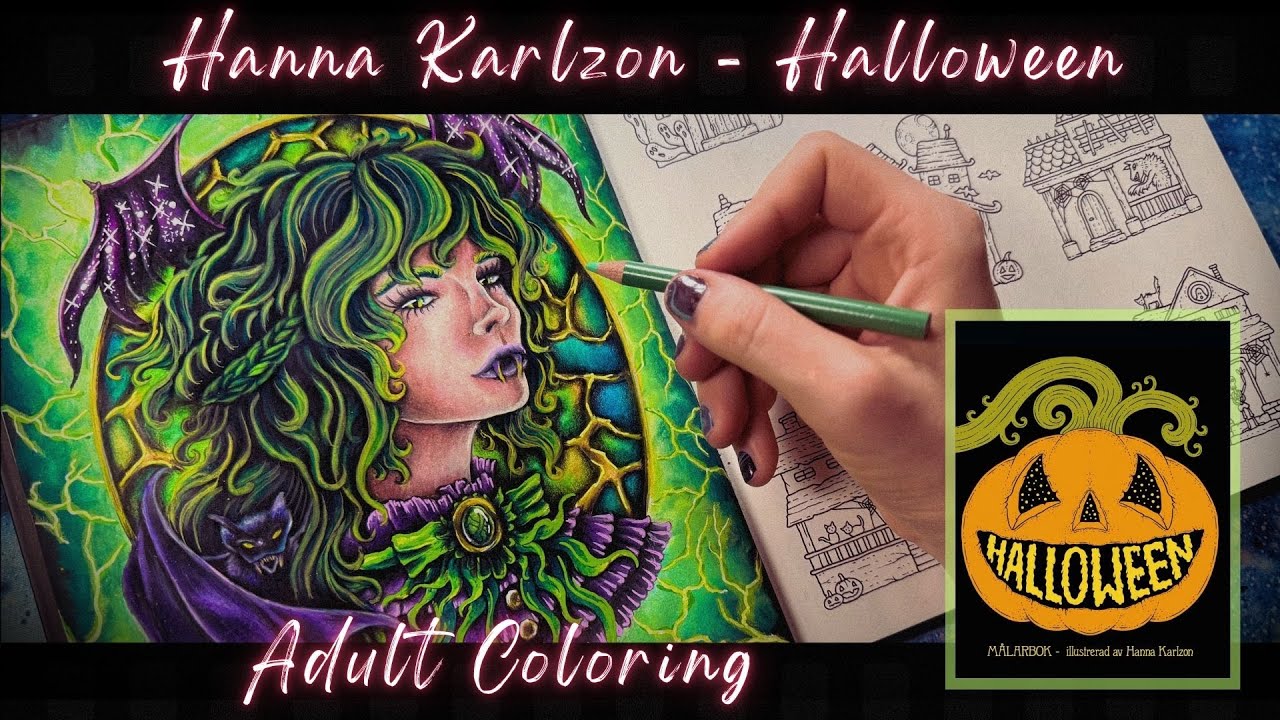 Coloring with Mixed Media in Hanna Karlzon’s Halloween Adult Coloring Book | Revamp