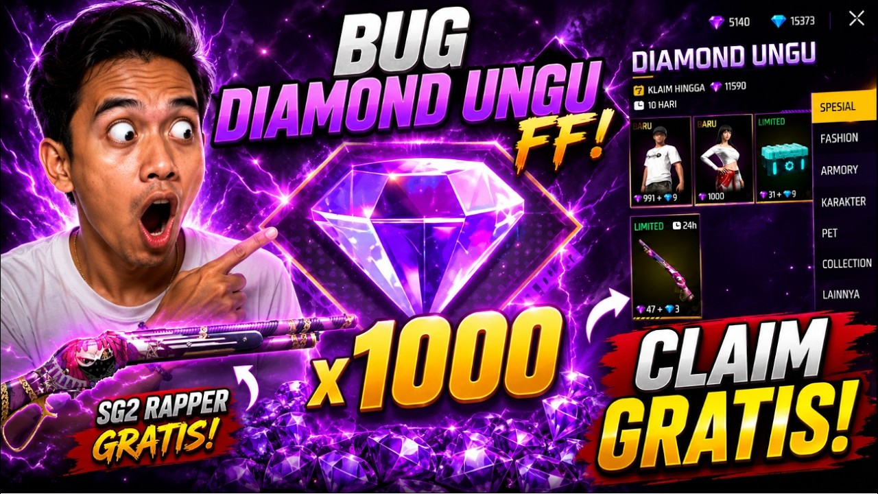 CARA CEPAT KUMPULKAN DIAMOND UNGU FF !! DAPET SG2 RAPPER GRATIS DARI EVENT DM UNGU 2026 ✅✅