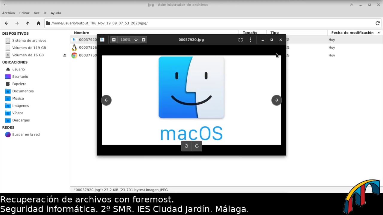 Recuperación de archivos eliminados con foremost en Debian 10.