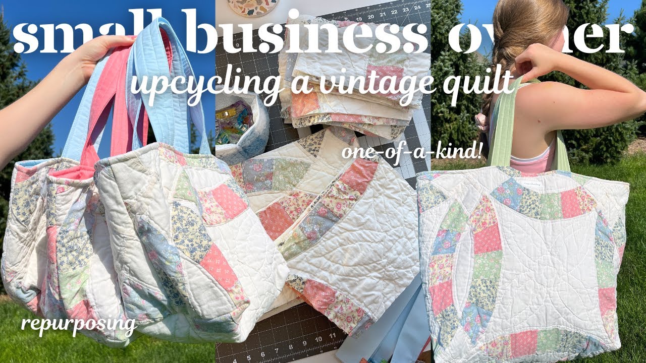 AVOIDING the LANDFILL♻️🧵🌱  // repurposing a quilt into tote bags, makeup bags, wallets & more!