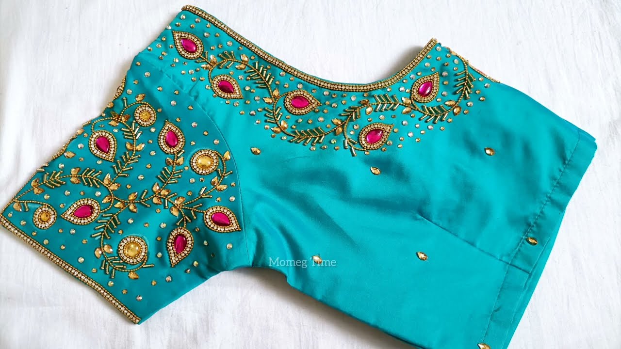 Very Grand and Heavy Beaded Bridal Blouse design ✨ with normal needle|maggam work|Aari work blouse