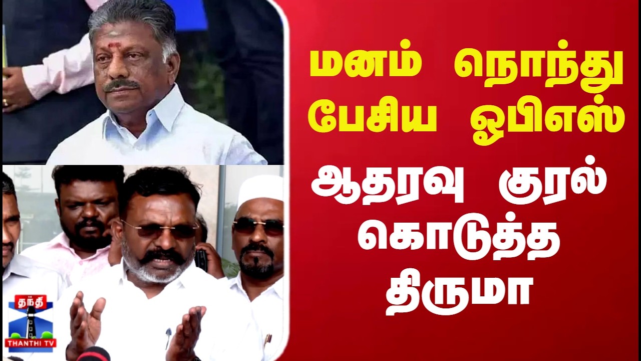 OPS Speech | Thirumavalavan Reaction | மனம் நொந்து பேசிய ஓபிஎஸ்.. ஆதரவு குரல் கொடுத்த திருமா