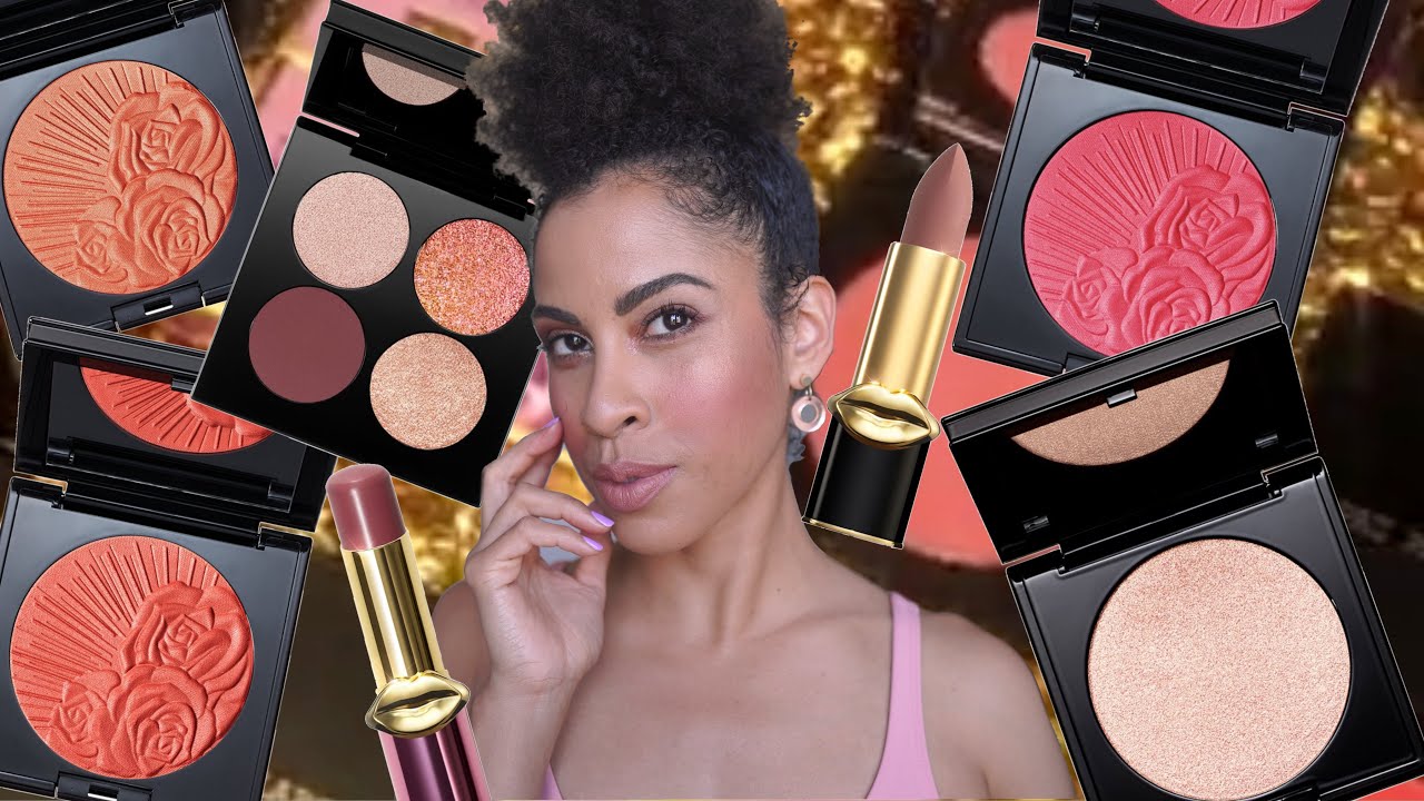 Коллекция румян PAT MCGRATH Divine **3 оттенка**: хайлайтер, 4 оттенка + помада | Алисия Арчер