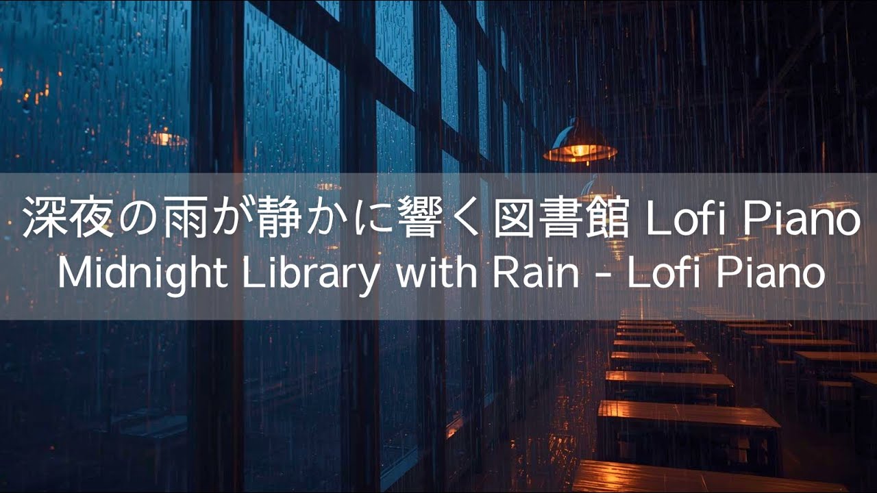 【作業用BGM / 60分】深夜の雨が静かに響く図書館｜集中できるLo-fi Piano  Midnight Library with Rain Deep Focus for Study & Work