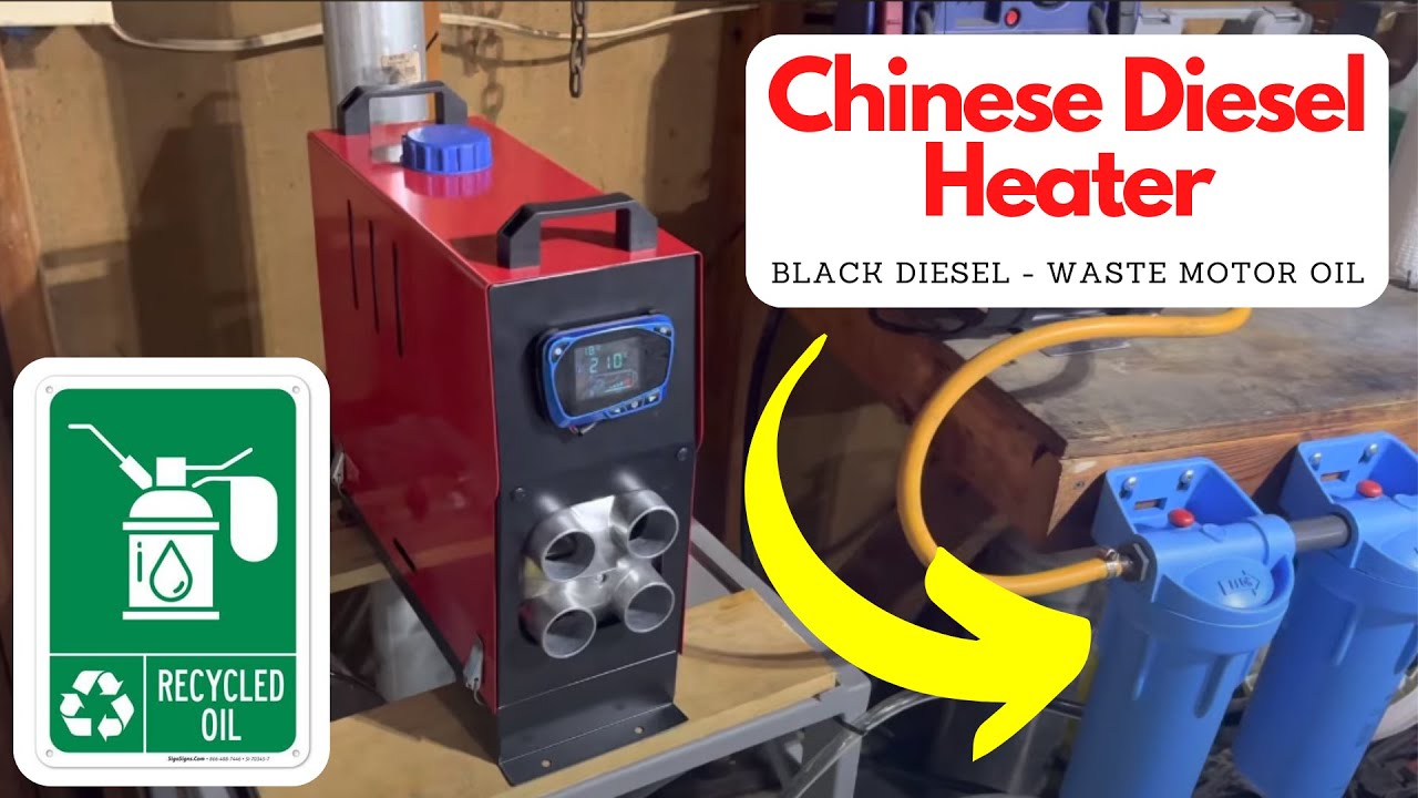 Chinese Diesel Heater burning Black Diesel  - Waste Motor Oil
