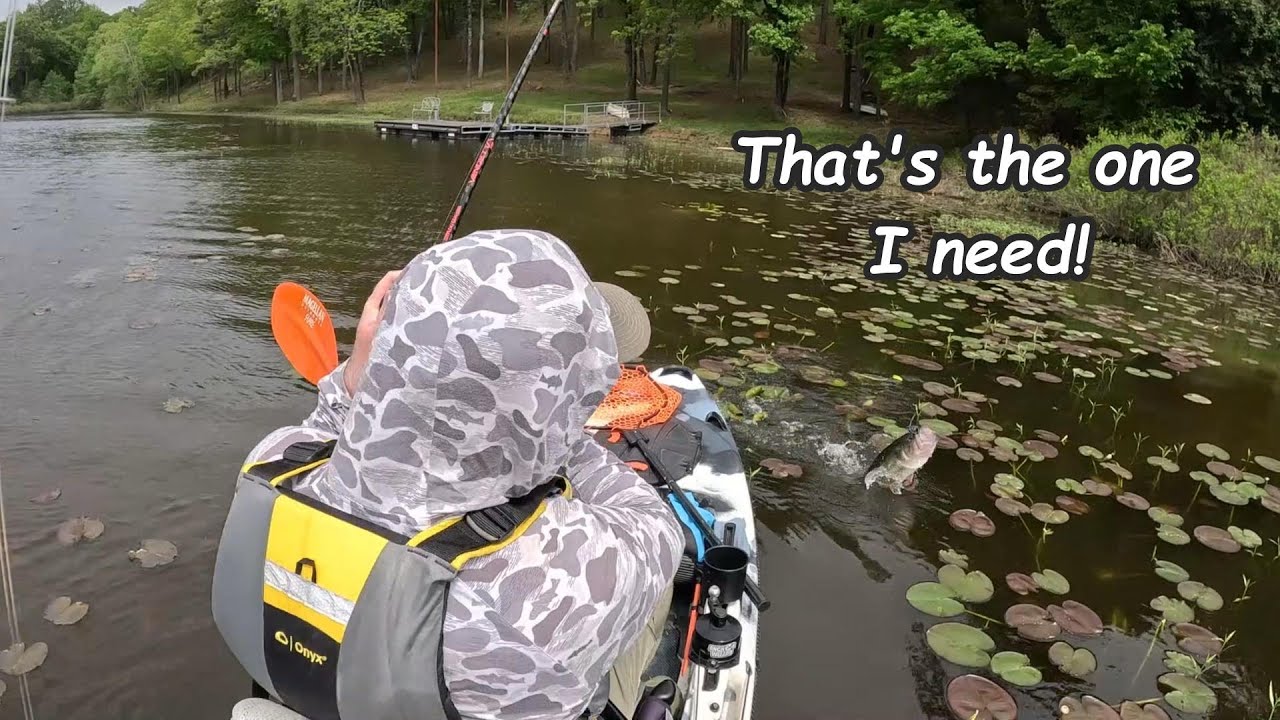 Fishing a kayak bass tournament on Lake Barnett in Arkansas.