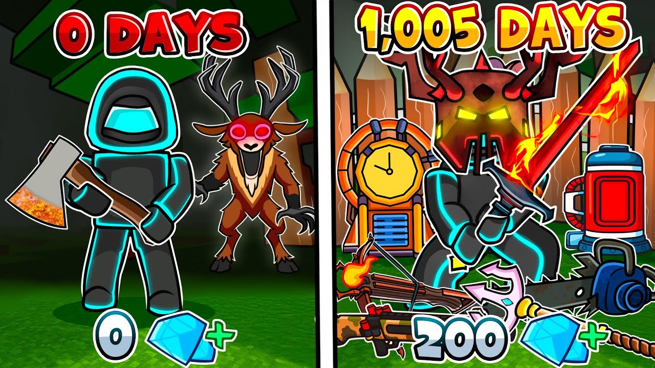 Выживание 1000 дней в Roblox: 99 ночей в лесу
