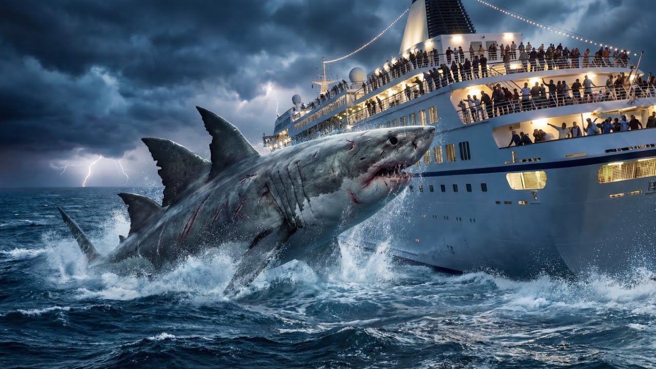 Giant Megalodon Attack on MSC Seascape: Cruise Ship Under Siege in Dubai