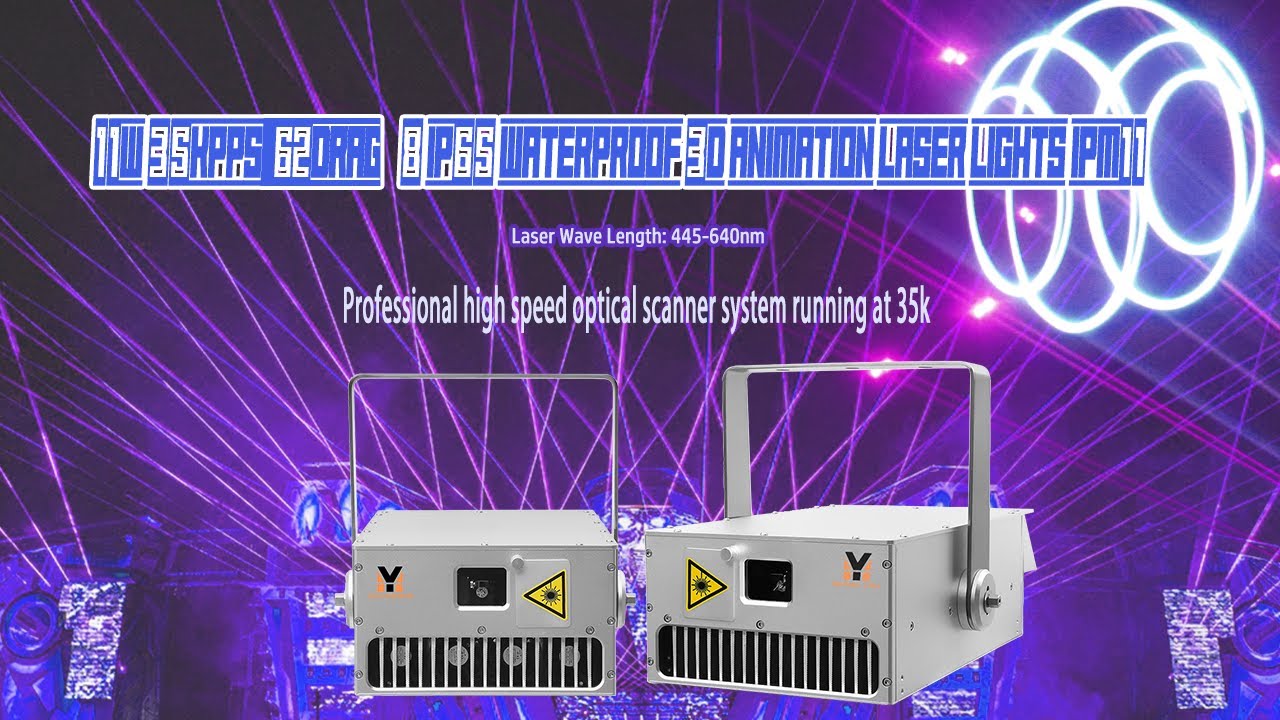 11W 35kpps@8&deg;IP65 Waterproof 3D Animation Laser Lights -IPM11