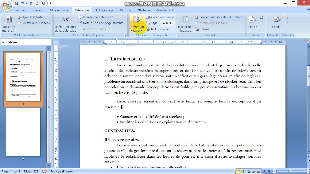 comment créer une liste de références bibliographiques automatique dans Word