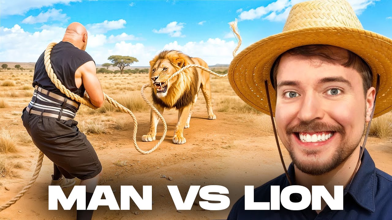MrBEAST CHALLENGED ME TO A TUG-OF-WAR WITH A LION! | BEHIND THE SCENES