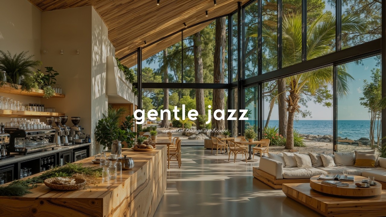 A Gentle Early Spring Daytime By Ocean Waves | Calm Lounge Jazz Playlist | Relax Focus Stress Relief