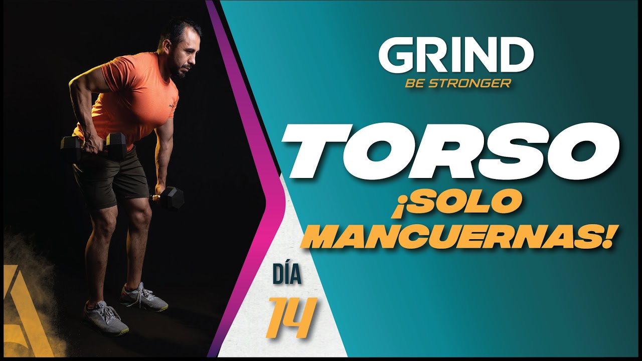 ¡PECHO, BRAZOS y ESPALDA FUERTES solo con Mancuernas! 🔥 Reto Grind  Día 14