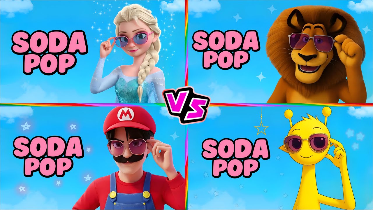 MADAGASCAR 🆚 ELSA (FROZEN) 🆚 MARIO x SODA POP 🎶🎵 Who Is Best?