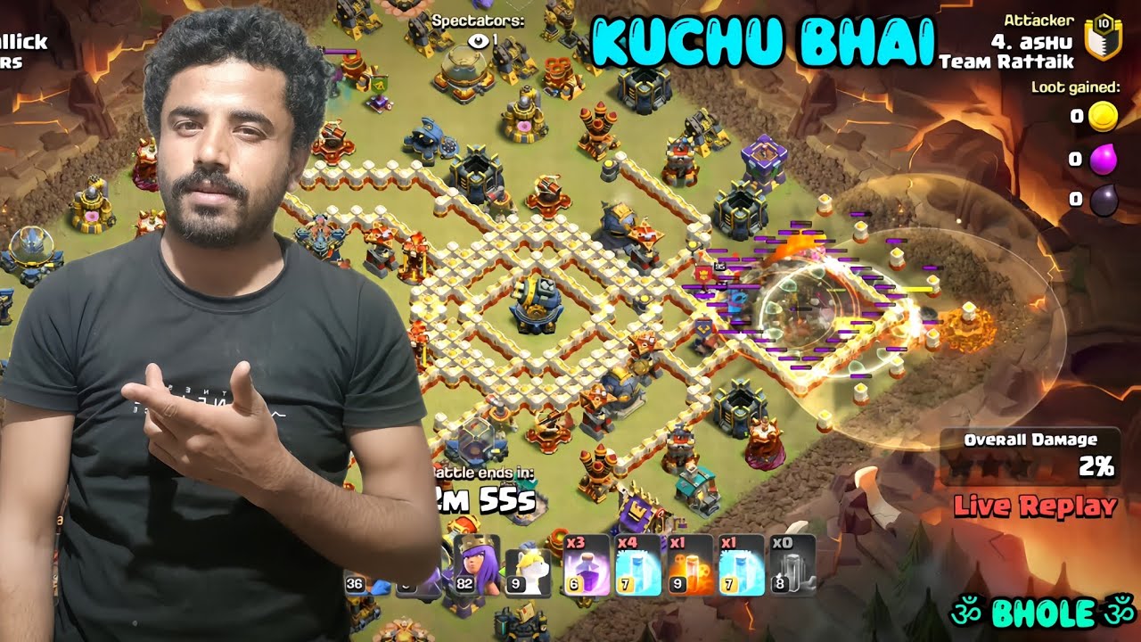 KUCHU BHAI ON FIRE CWL ROUND - 5 ATTACKS || CLASH OF CLANS || #teamrattaik #cwl2016 #cwlattacks 