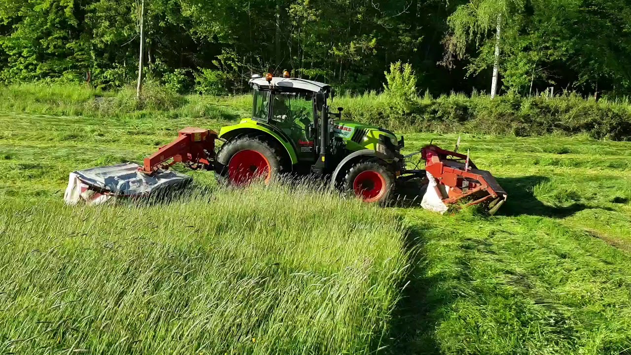 1 Schnitt 2019 Mähen mit Claas Arion 410 und Kuhn GMD 802 F und Kuhn GMD 4010