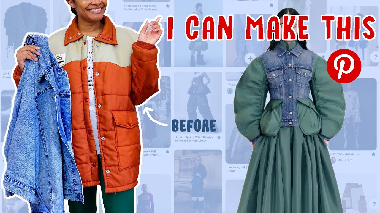 Making my DREAM pinterest wardrobe! | DIY Denim Puffer Jacket thrift flip