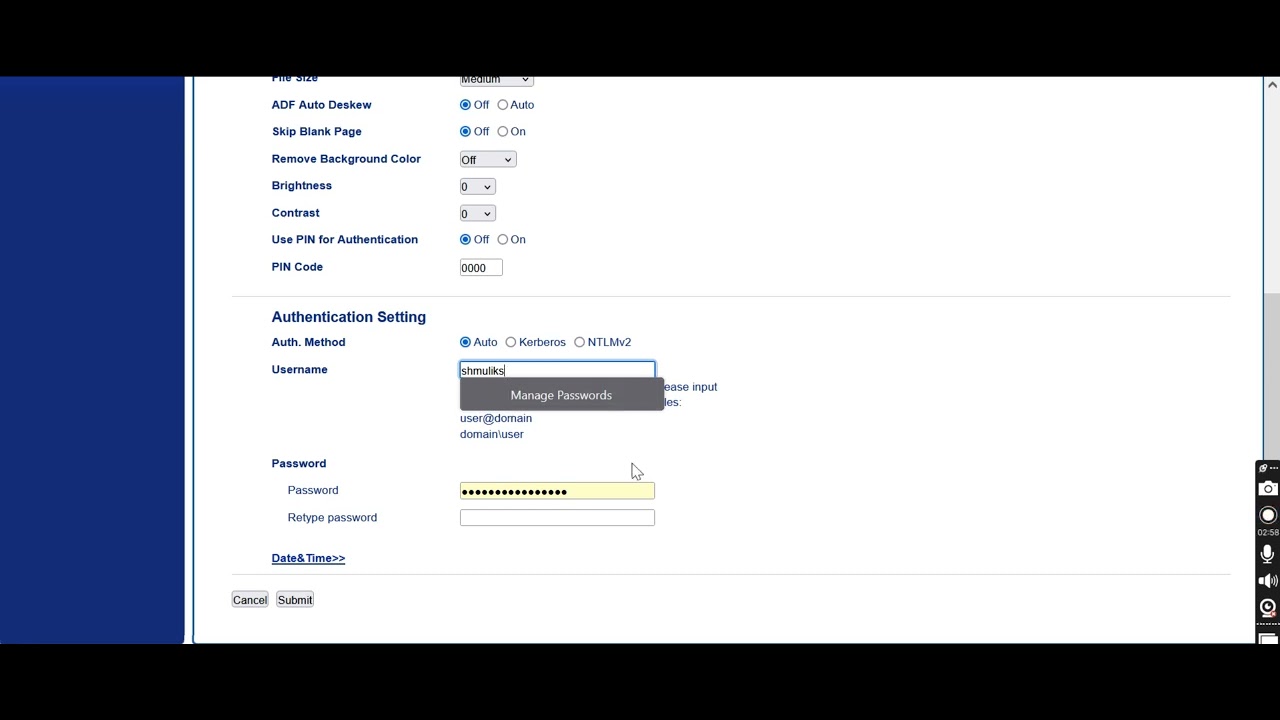 How to configure scan to network folder in KM bizhub4020i