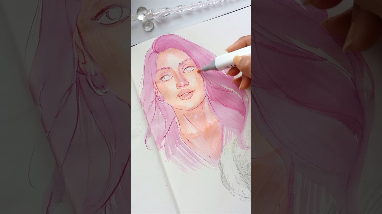 Drawing a colorful portrait 