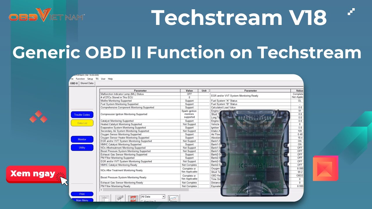 Generic OBD II Function on Techstream V18
