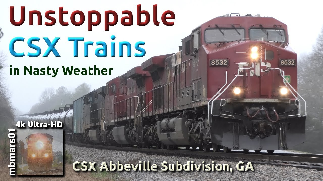 [6S][4k] Unstoppable CSX Trains in Nasty Weather, CSX Abbeville Subdivision, GA 02/23/2019 ©mbmars01