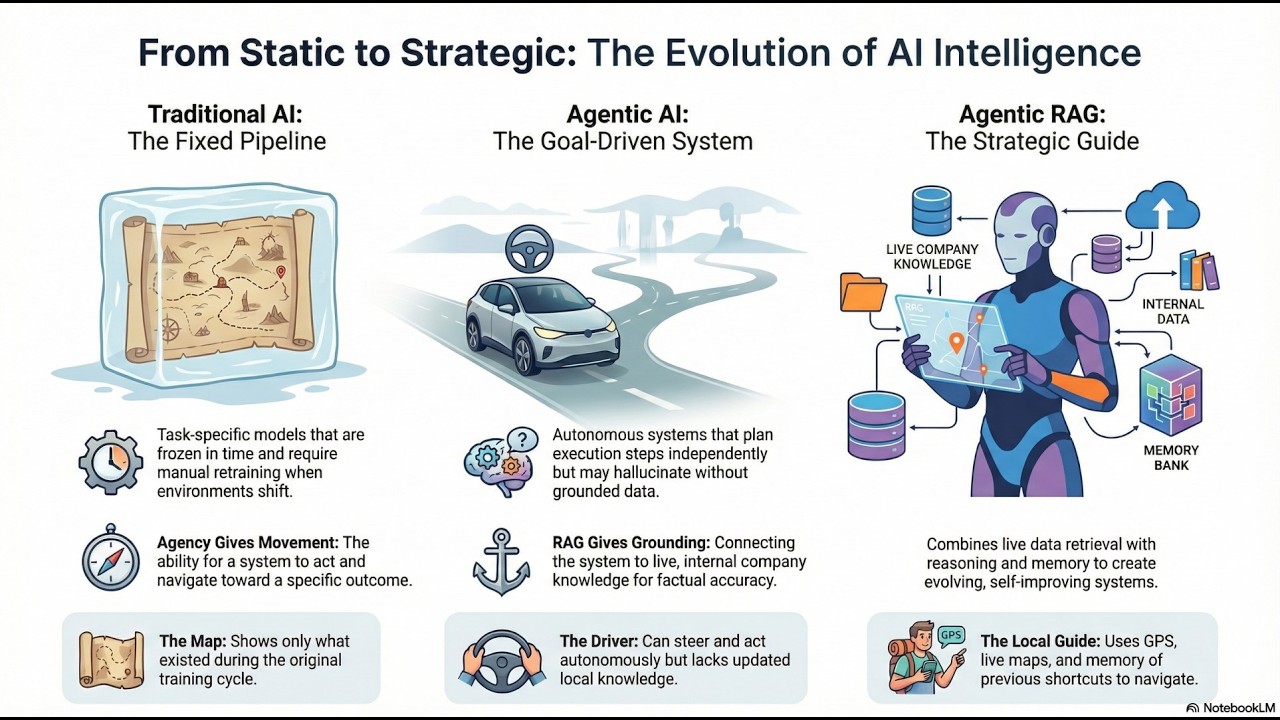 Day-3 | Traditional AI vs Agentic AI vs Agentic RAG | Free AI Agents Zero to Hero Course #aiagents