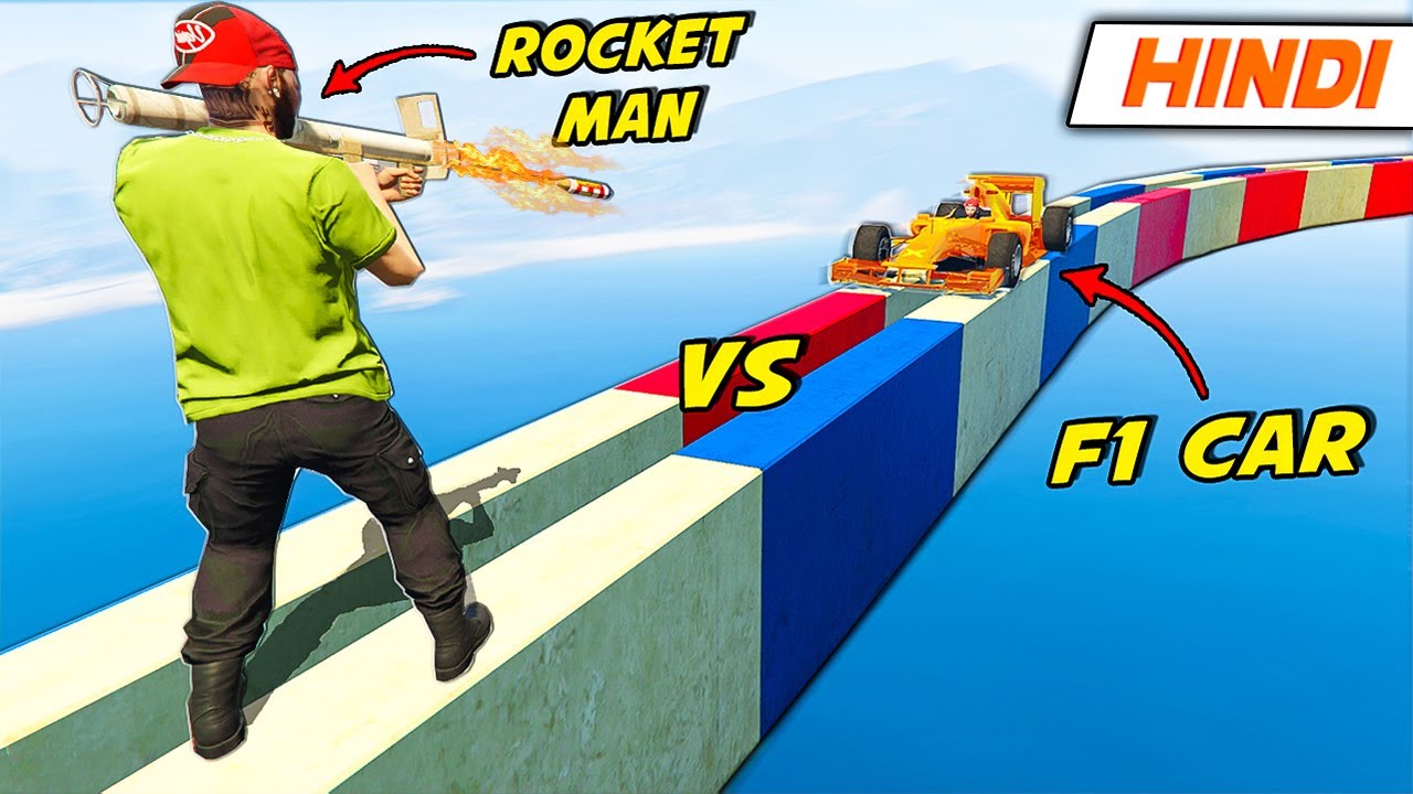 GTA 5: F1 Car vs ROCKET Man 😍🔥 | F1 Parkour | GTA 5 Online Hindi Funny Moments | Saxisam