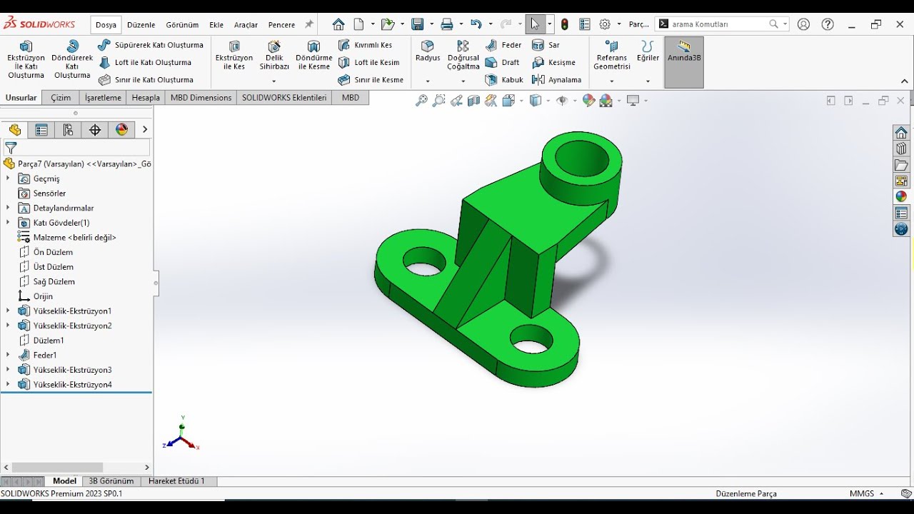 SOLIDWORKS 3D ÇİZİM ÖRNEK 1