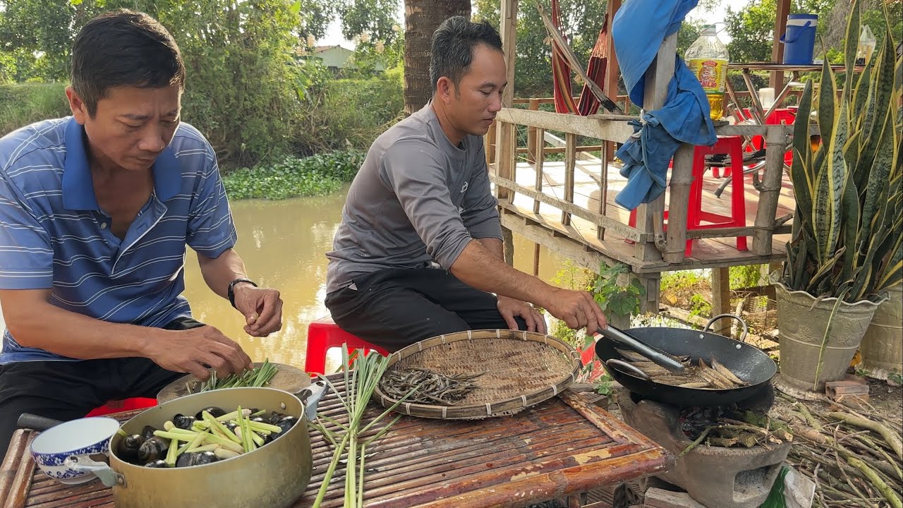 Cá Trạch Một Nắng Ốc Hấp Xả Tiếp Anh Tâm Ghé Thăm Tuy Vội Mà Vui.Góc Làng Quê#1576