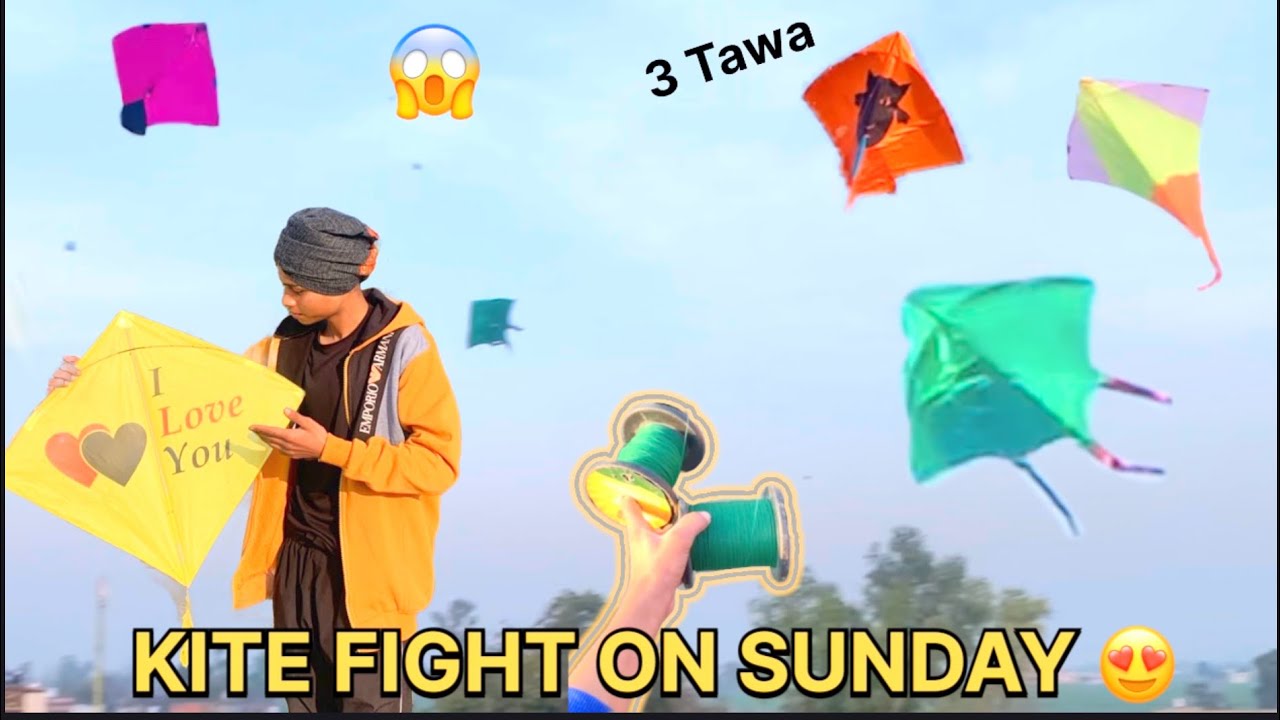 KITE FIGHT ON SUNDAY 😍 BIGGEST KITE 3 TAWA* 😱 ( simran vlogs )