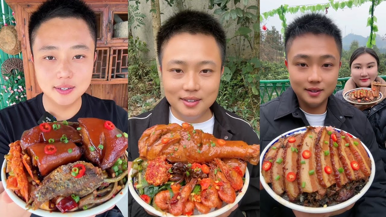 Yummy #92 Eat Meat 🍖🥓🫑🌶️🦑🍲, chicken 🍗🍗, Shrimp 🦐🦐.. #mukbang #eatingshow #food 