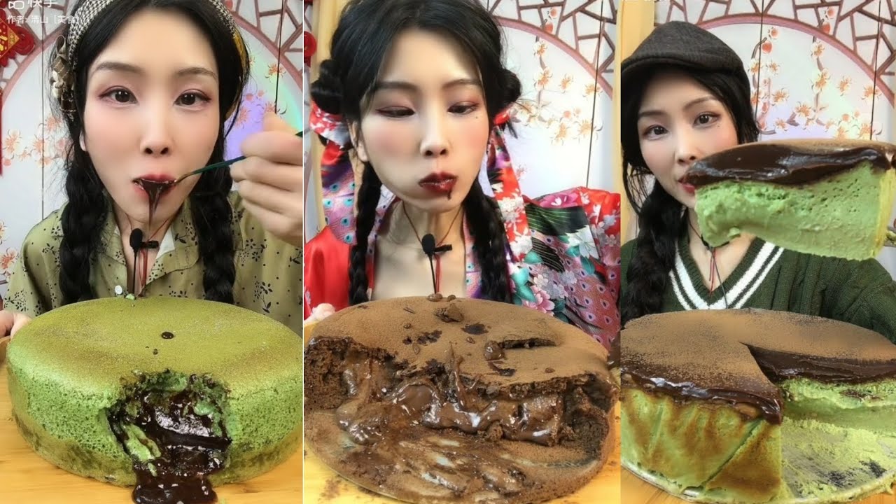 [Kwai Asmr] - Asmr Chocolate Lava Cake Matcha Chocolate Fudge Dessert