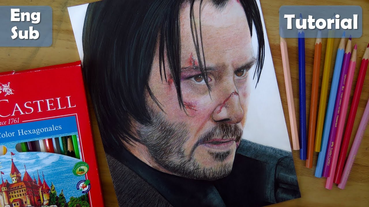 Dibuja a JOHN WICK con Faber Castell Escolares y papel barato