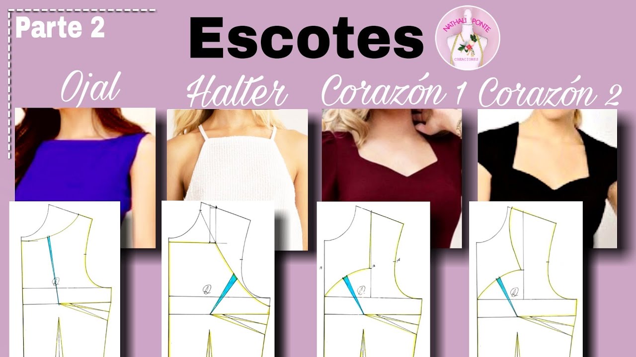 🌸#44 Tipos de Escote Bases que debes conocer. Ojal, Halter y Corazón 😃 PARTE 2