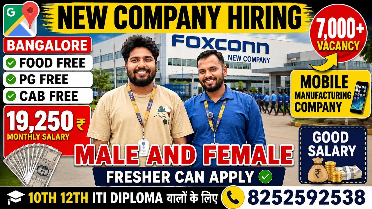 Bangalore में बड़ी भर्ती 2026 | 7,000+ Jobs | ₹19,250 Salary | Male & Female | Freshers&rdquo;