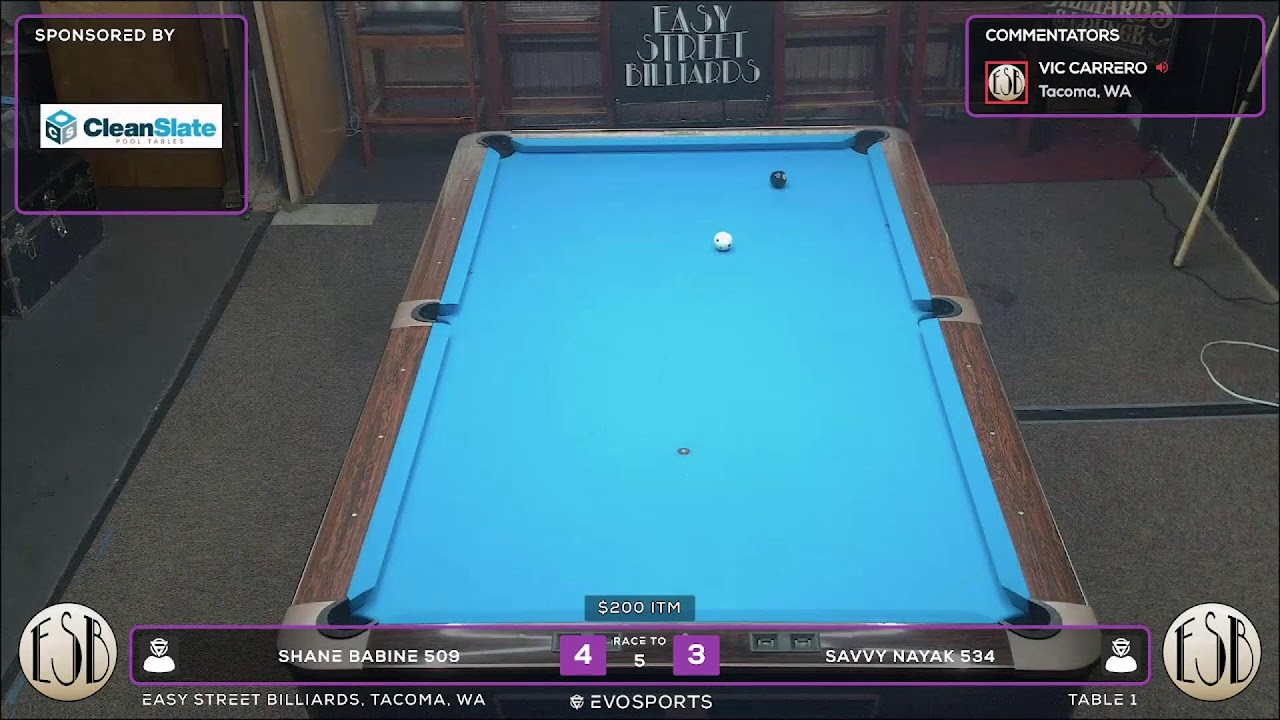 SHANE BABINE 509 vs SAVVY NAYAK 534 - EASY STREET BILLIARDS - TABLE 1 | EvoSports
