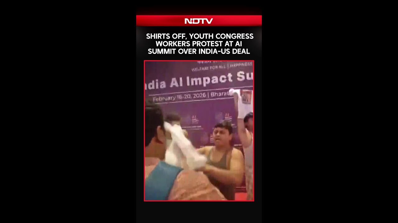 Youth Congress Workers Protest At AI Summit Over India-US Deal