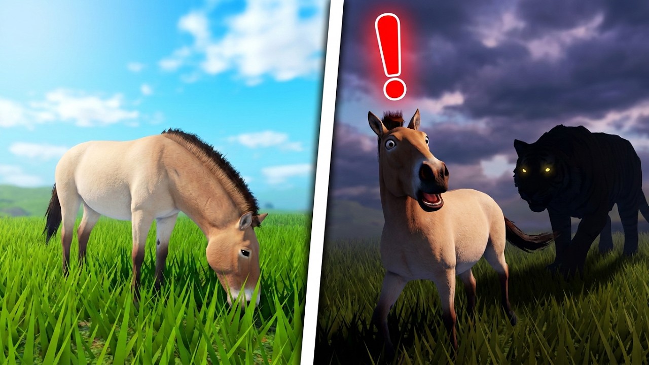 МЫ СТАЛИ ДИКОЙ ЛОШАДЬЮ, и на нас охотились ТИГРЫ в ECOS LA BREA ROBLOX.
