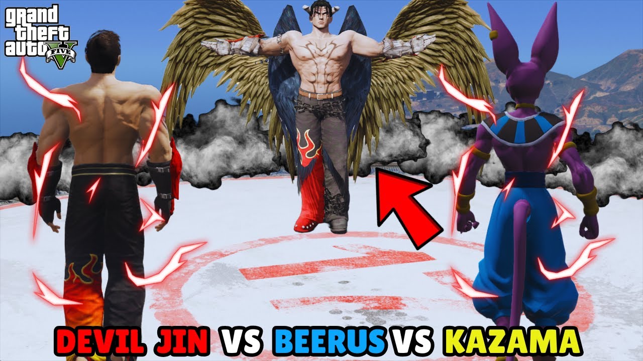 BEERUS & KAZAMA FINAL ATTACK on DEVIL JIN 💥 | GOD VS DEMON WAR | GTA 5 SEASON 2 #PART4