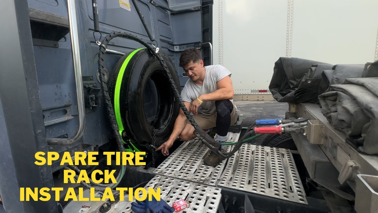 Spare Tire Rack Installation on Semi Truck