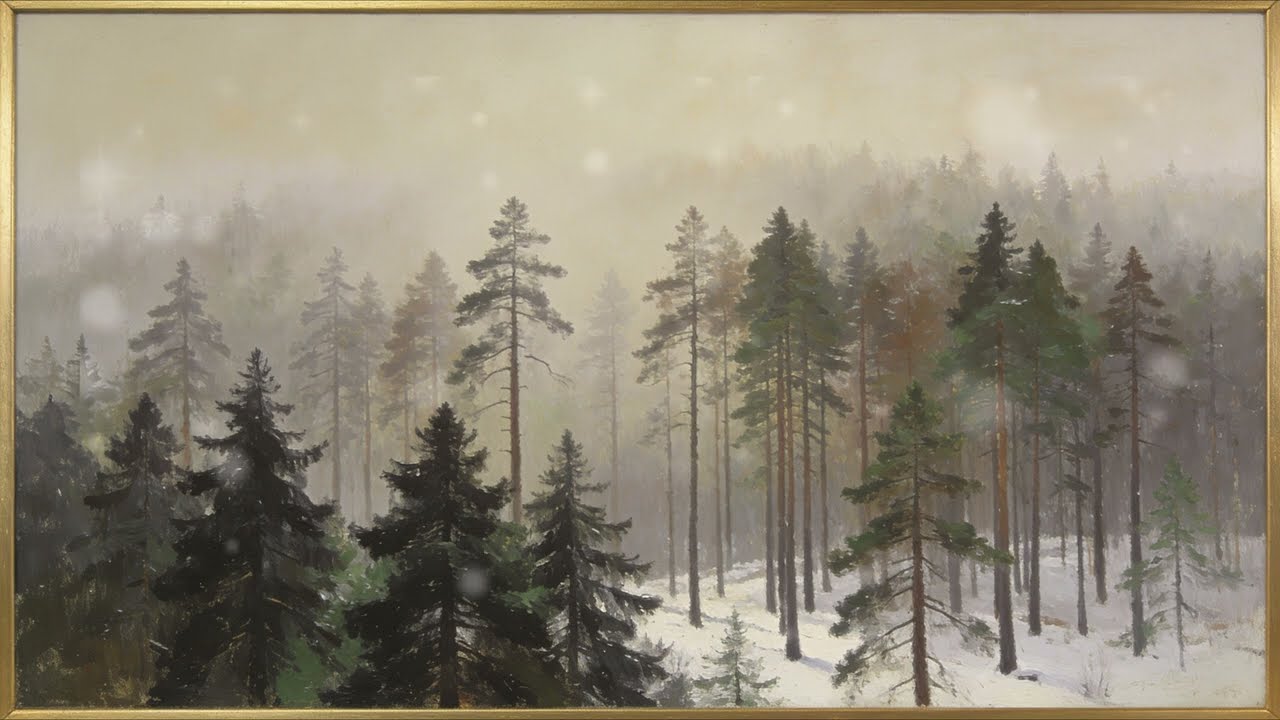 Vintage Snowy Forest Art Frame 🌲 7H of Calm Winter TV Art Screensaver | Samsung Frame TV Wall Decor