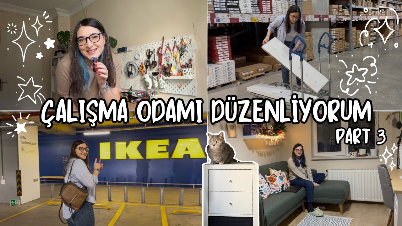 Çalışma Odamı Düzenliyorum PART 3! IKEA Alışverişim, Yeni Mobilyalar ve Kurulum #vlog #ikeavlog