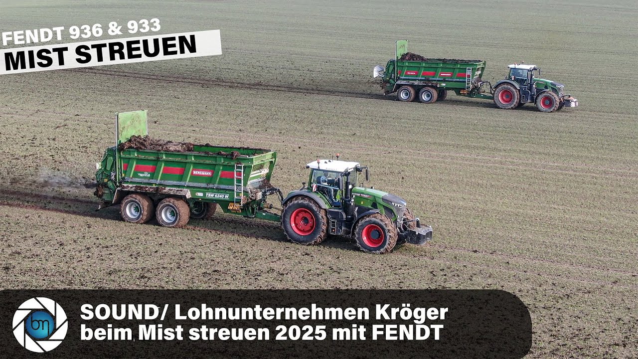 SOUND / 2 Fendt 936 & 933 Vario von Lohnunternehmen Kröger beim Mist streuen  Bergmann TSW 6240 W