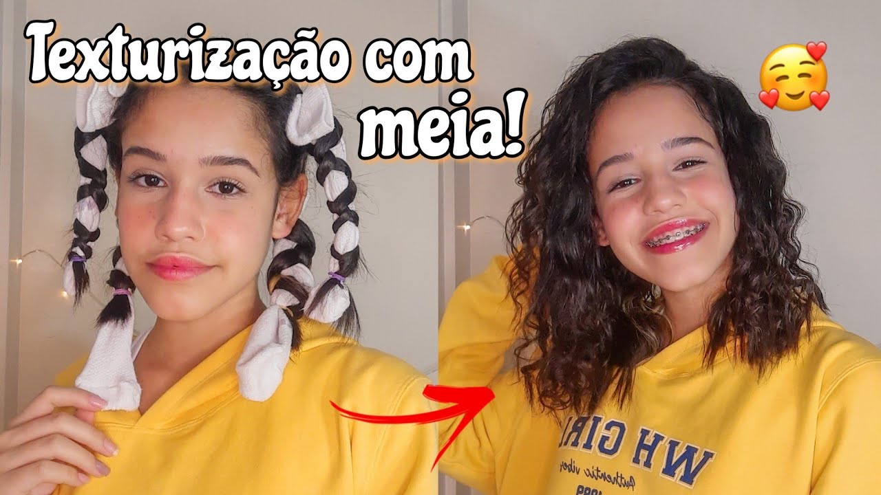 TEXTURIZAÇÃO COM MEIA!! Na transição capilar 🥰
