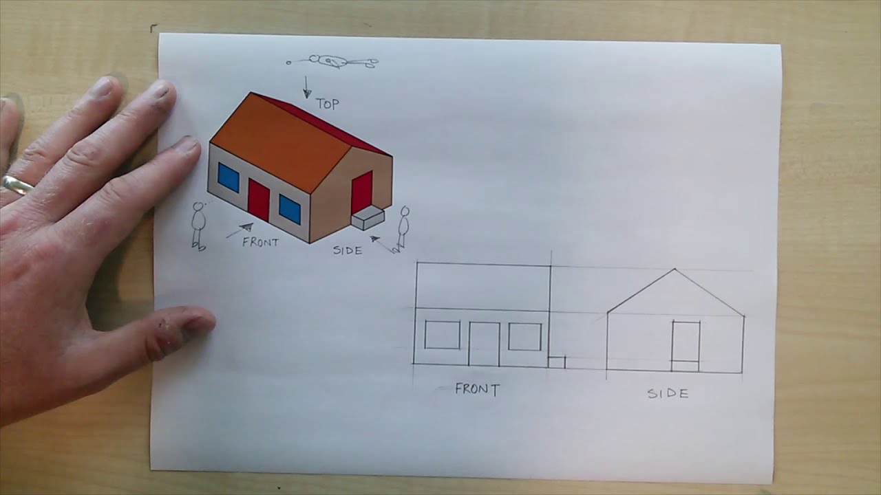 Simple orthographic drawing of a house
