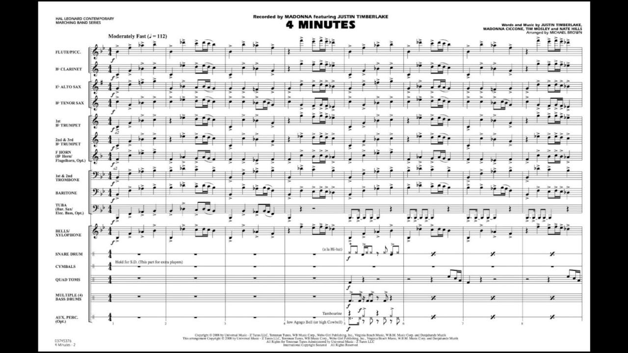 4 Minutes arranged by Michael Brown