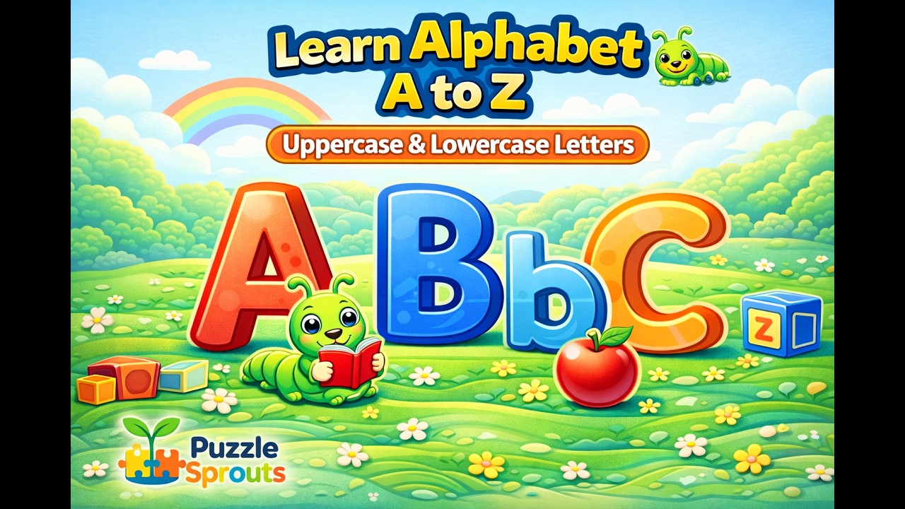 Learn Alphabet A to Z 🐛 | Uppercase & Lowercase Letters | Toddler Learning | Puzzle Sprouts 🌱